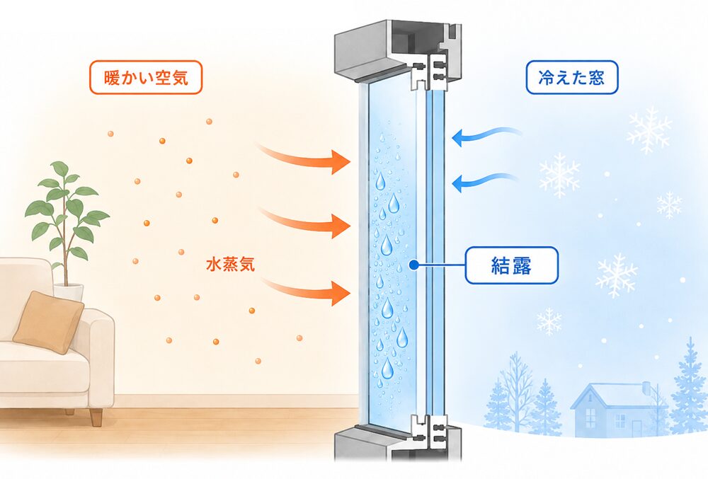 窓に結露が発生する仕組み