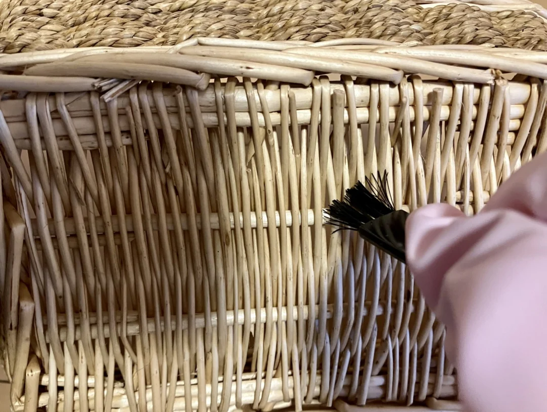 ラタン 黒ずみ 修理 rattan 籐 布カバー付 Natural キャリーバスケット