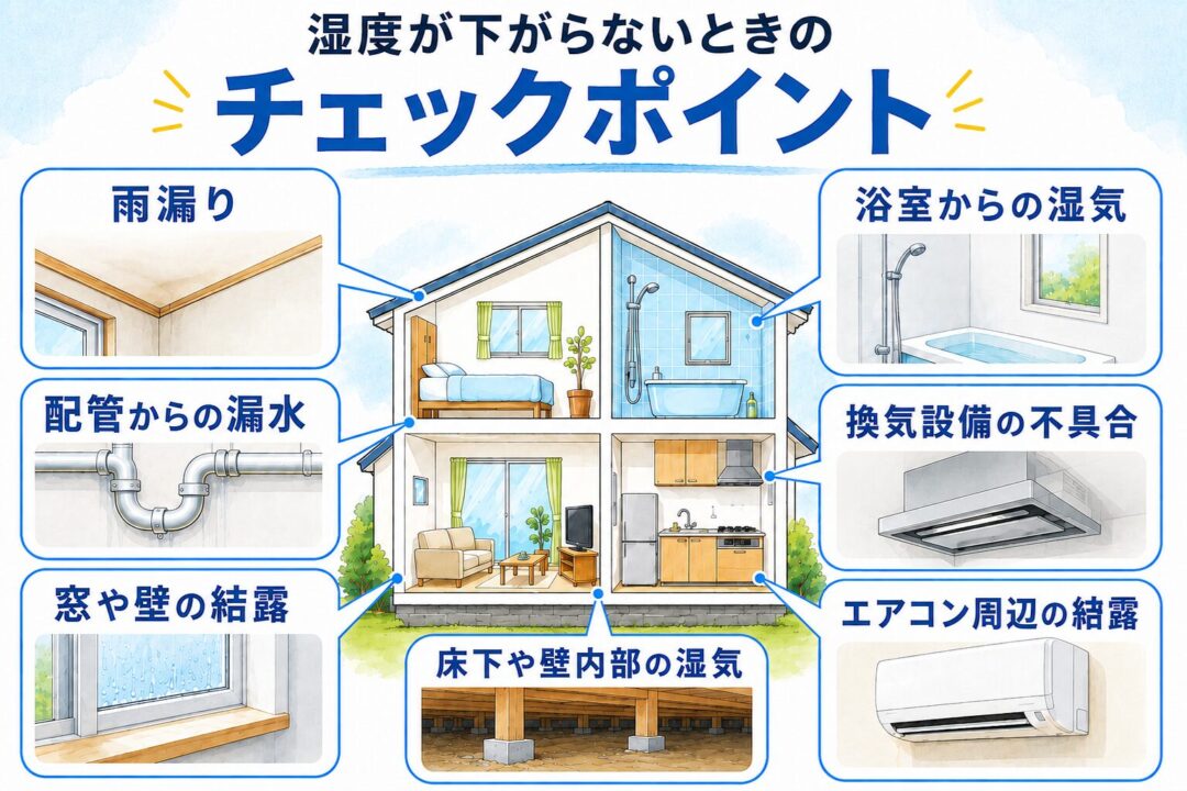 湿度が下がらないときのチェックポイント